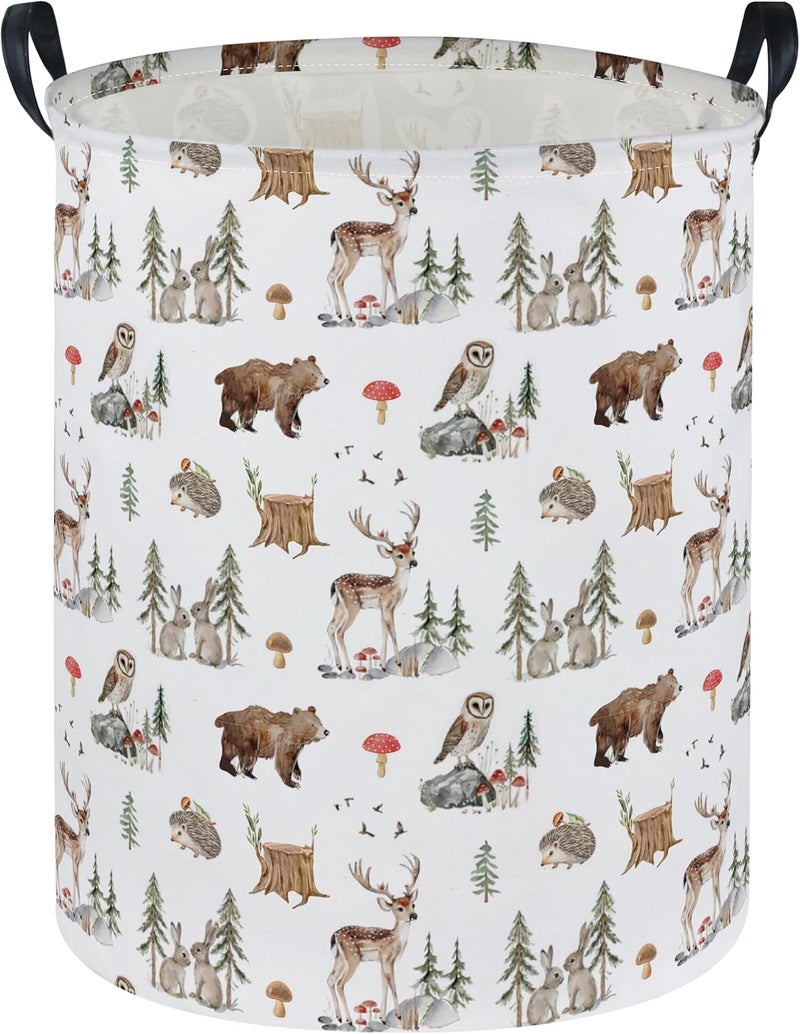 DDBASKET Kids Laundry Basket Animal Hamper for Nursery Woodland Hamper Cute Kids Storage Bin Organizer Room Decor for Home(Woodland animal) - Image 1